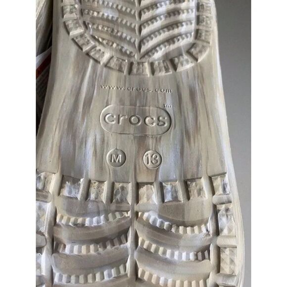 CROCS Classic CRUSH MARBLED Platform CLOG 208265-2Y3 Bone Men’s Sz 13 NEW - Picture 8 of 11